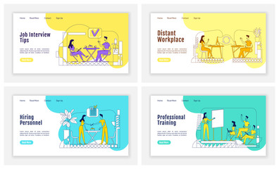 Wall Mural - headhunting landing page flat silhouette vector template. employment agency homepage layout. hr comp