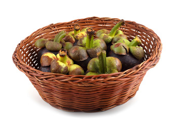 Poster - Mangosteen fruits on wicked plate