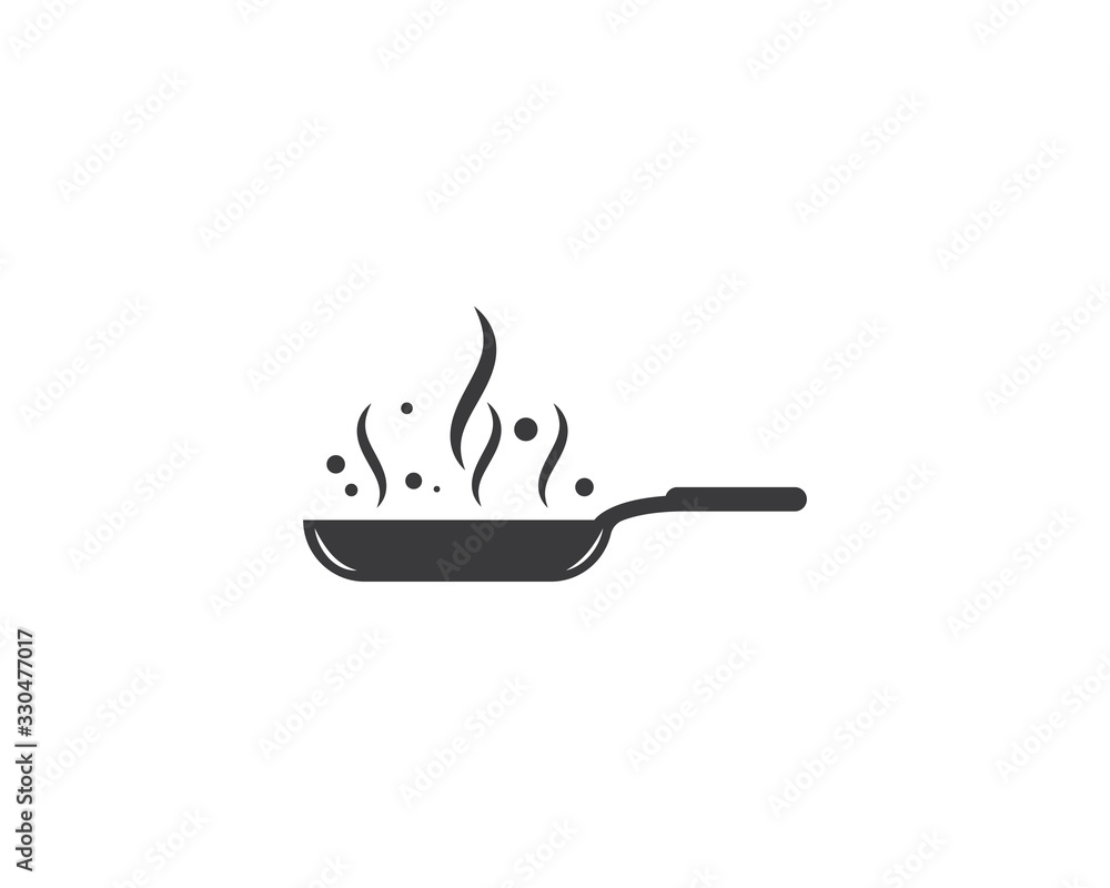 cooking pan logo vector template - obrazy, fototapety, plakaty 