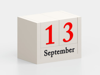 Wall Mural - september 13 white cube calendar 3d render