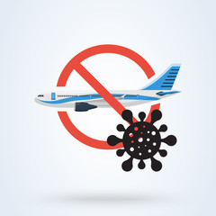 Wall Mural - Coronavirus (2019-nCoV). Vector illustration virus transmission related airplane with cross sign