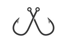 Hook  Logo Icon Of Fishing Vector Illustration