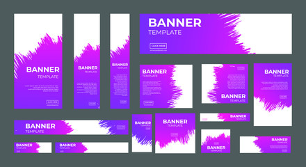 set of creative web banners of standard size with a place for photos. Business ad banner. Vertical, horizontal and square template. vector illustration EPS 10