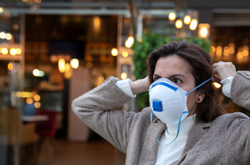 Coronavirus.Woman with protective mask