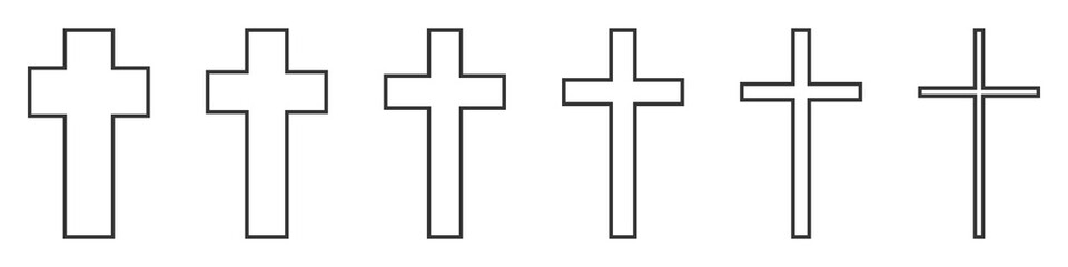 Wall Mural - Set of Christian Cross vector icons.