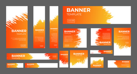 set of creative web banners of standard size with a place for photos. Business ad banner. Vertical, horizontal and square template. vector illustration EPS 10