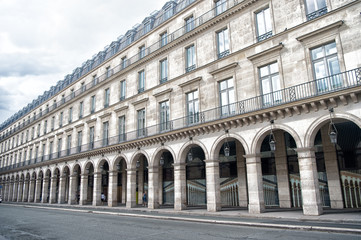 Structure in classical style. Palace with arch shaped structure. Old building in Paris France. Architecture and structure. Exterior structure. Architectural style. Landmark tour and trip