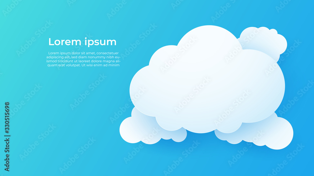 Cloud Shape For Computer Cloud computing technology with bank white cloud shape. paper art ...