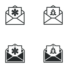 Fototapete - Christmas envelope icon template color editable