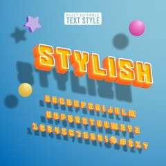 Wall Mural - 3D isometric perspective stylish cool youth pop colorful bright font text alphabet collection set