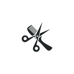 Poster - Comb and scissors icon template color editable. Comb and scissors symbol vector sign isolated on white background illustration for graphic and web design.
