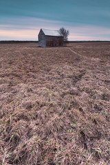 Wall Mural - Magical rural landscapes with barns, sunsets and the northern lights aurora in Ontario Canada.