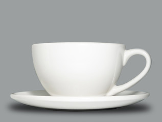 coffee cup ceramic close up isolated on gray background, clipping part