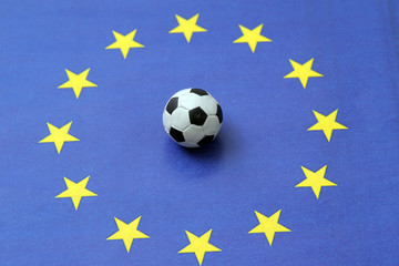 Closing of football championships and cups (Europe and Champions League) due to the pandemic Coronavirus n-cov19 - flag of the Union European 