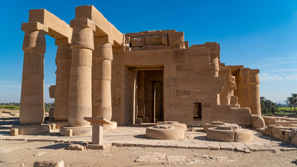 The Ramesseum is the memorial temple or mortuary temple of Pharaoh Ramesses II. It is located in the Theban necropolis in Upper Egypt, across the River Nile from the modern city of Luxor. Egypt.