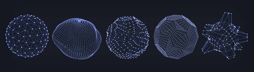Net sphere. Realistic abstract shape with connected lines, scientific or chemical grid figure. Vector illustration round and futuristic shape of molecular element creating connected