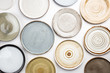 Empty homemade pottery plates on white background. Top view