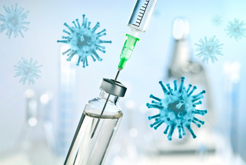 Wall Mural - corona virus and vaccine