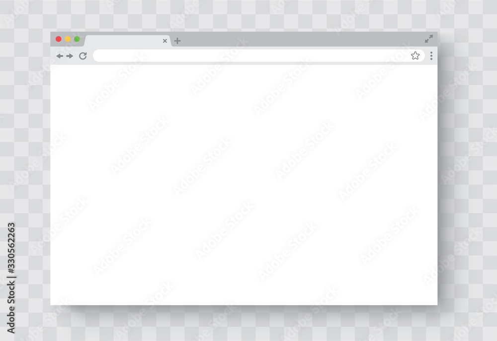 Browser window. Realistic blank browser window with shadow. Empty web page mockup - stock vector. - obrazy, fototapety, plakaty 