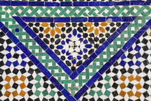 Colorful Blue And Green Tiles In Triangle Mosaic Pattern