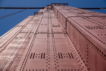 Detail of the upright on the Golden Gate Bridge, San Francisco, California