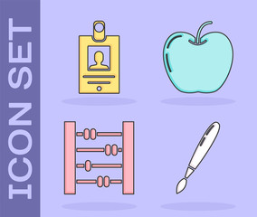 Wall Mural - Set Paint brush, Identification badge, Abacus and Apple icon. Vector