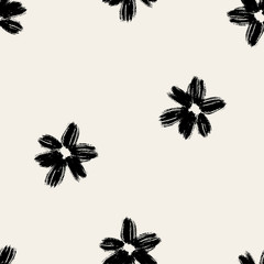 Wall Mural - floral simple seamless pattern with black flowers. trendy fasion spring summer texture. best for tex