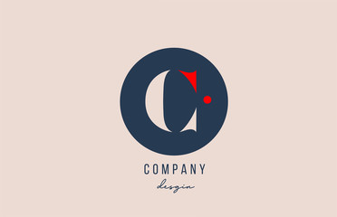 Sticker - red dot C letter alphabet logo icon design with blue circle for company and business