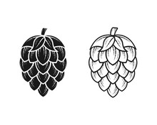Hop Icon Isolated On White. Beer Hop Brewing Emblem Icon Label Logo, Vector Illustration.