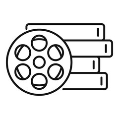 Canvas Print - Cinema reel icon. Outline cinema reel vector icon for web design isolated on white background