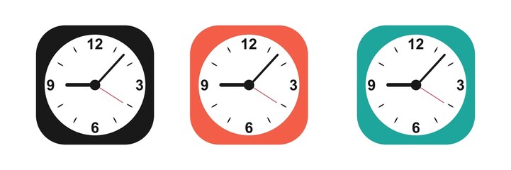 Wall Mural - time and clock icon set. isolated on white, vector illustration