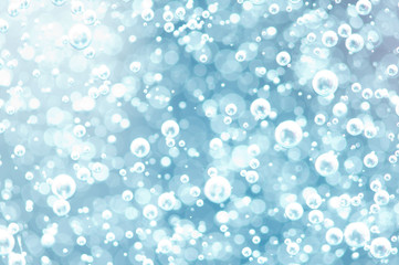 macro oxygen bubbles in water on blured background, concept such as ecology
