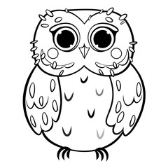 Wall Mural - Coloring page outline of cute cartoon owl. Vector image isolated on white background. Coloring book of forest wild animals and birds for kids