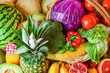 © Milan - Assortment of raw fruits and vegetables, fresh mix vegetable.