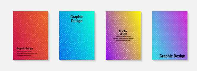 Leinwandbilder - Vector halftone cover design templates. Layout set for covers of books, albums, notebooks, reports, magazines. Dot halftone gradient effect, modern abstract design. Geometric mock-up texture.