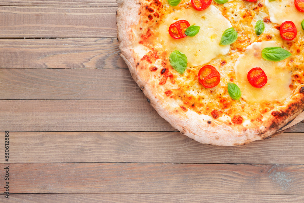 Delicious pizza Margherita on table