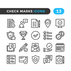 Wall Mural - Check marks line icons. Outline symbols collection. Premium quality. Pixel perfect. Vector thin line icons set