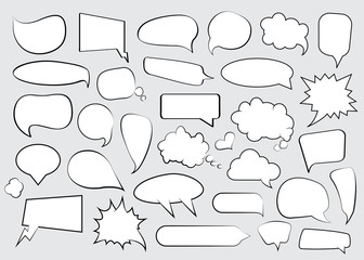 Poster - Set of comic speech bubbles in a flat design