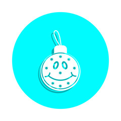 Canvas Print - Christmas smile ball badge icon. Simple glyph, flat vector of toys icons for ui and ux, website or mobile application