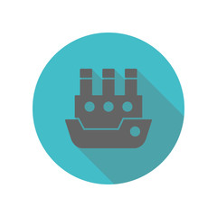 Sticker - Ship, steamboat, steamship, vessel long shadow icon. Simple glyph, flat vector of transport icons for ui and ux, website or mobile application