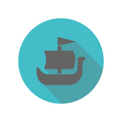 Sticker - Shallop, ship, viking long shadow icon. Simple glyph, flat vector of transport icons for ui and ux, website or mobile application