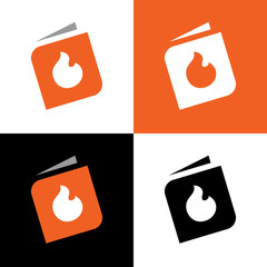 Fire book logo icon, vector illustration design