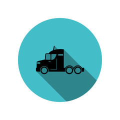 Sticker - Truck without a trailer long shadow icon. Simple glyph, flat vector of transport icons for ui and ux, website or mobile application