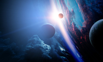 Wall Mural - deep space beauty. planet orbit.