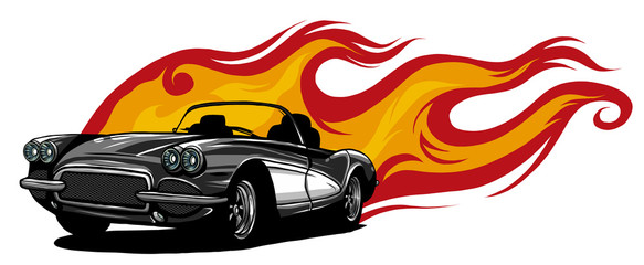 Wall Mural - vintage car, hot rod garage, hotrods car,old school car,