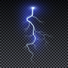 Wall Mural - realistic lightning. thunder spark light on transparent background. illuminated realistic path of th