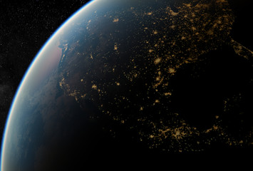 Wall Mural - realistic rendering of the earth seen from space
