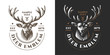 Deer head Design Element in Vintage Style for Logotype, Label, Badge, T-shirts and other design. Retro illustration.
