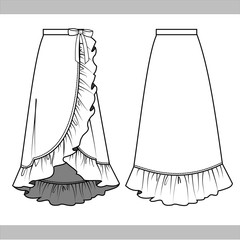 SKIRT fashion flat sketch template