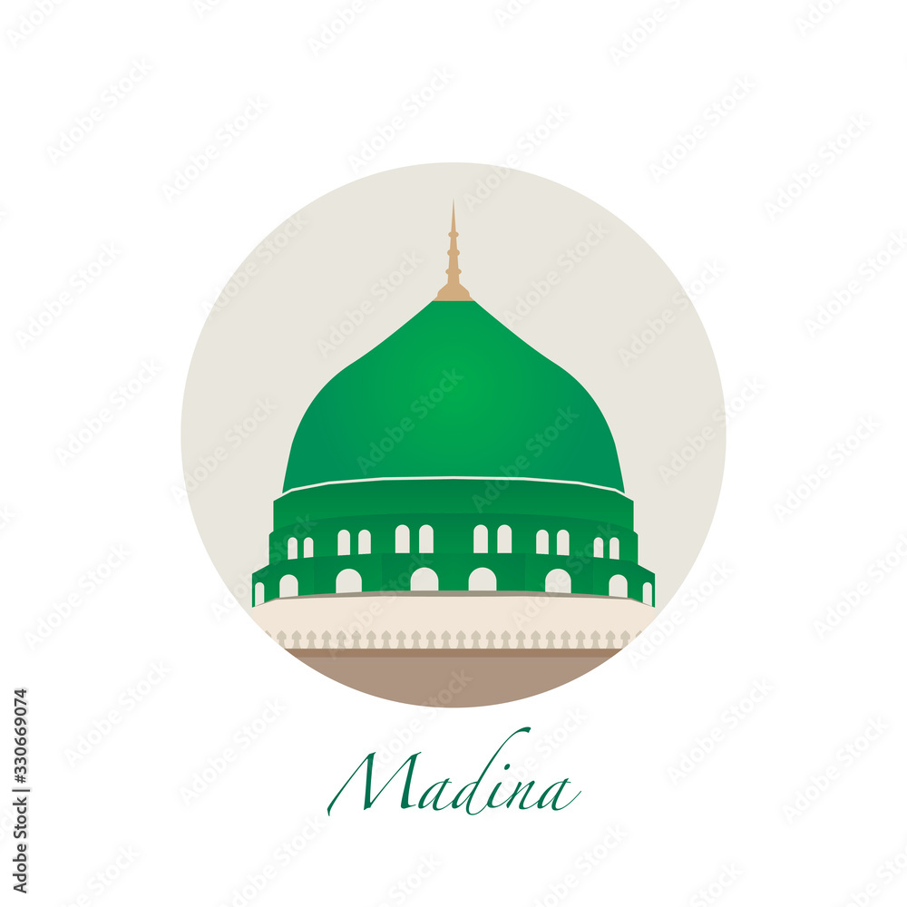 Madinah Mosque Icon Background Stock Vector | Adobe Stock